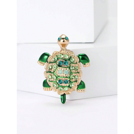 Broche Tartaruga Dourada Cravejada