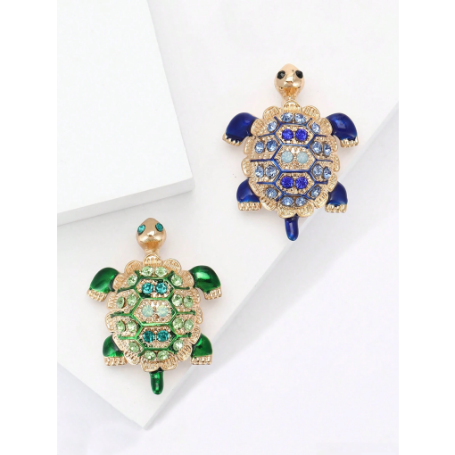 Broche Tartaruga Dourada Cravejada
