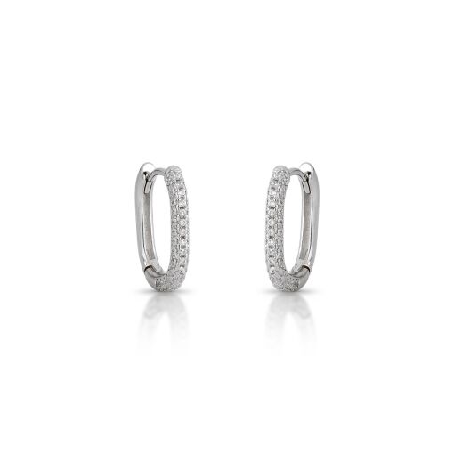 Brinco Argola Quadrada Cravejada em Zircônias
