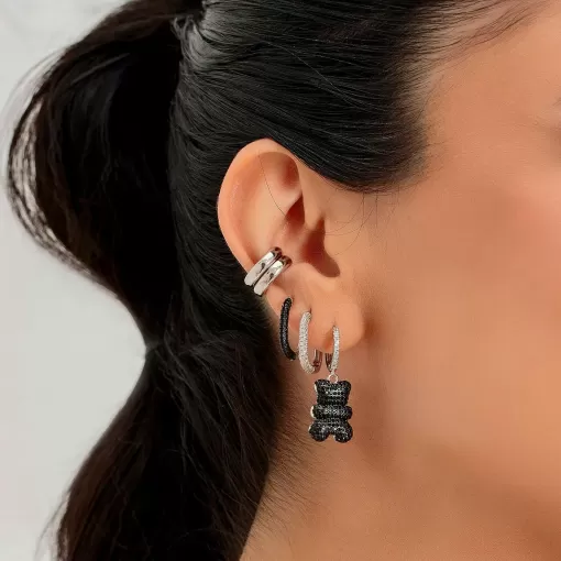 Brinco Argola Quadrada Cravejada em Zircônias