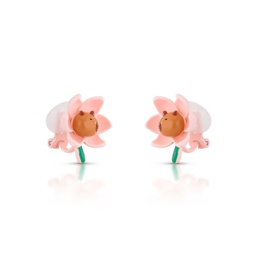 Brinco de Pressão Flor Capivara Esmaltada