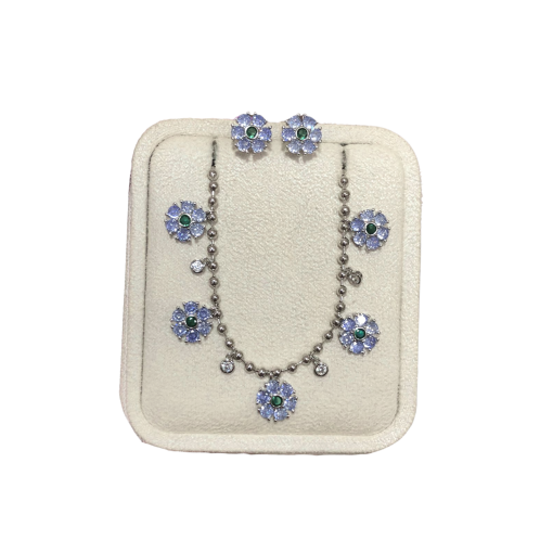 Conjunto Florzinhas Corrente Bolinha 42 + 5cm Extensor