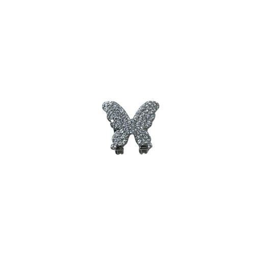Passante Click Borboleta Cravejada com Micro Zircônias Banhado em Ródio Branco