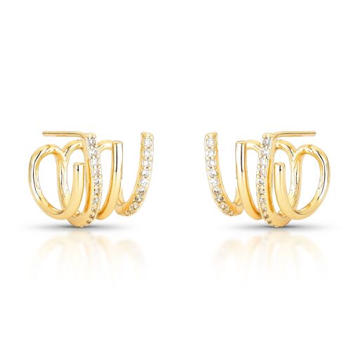 Brinco Ear Cuff Quatro Fios Pino em Prata 925