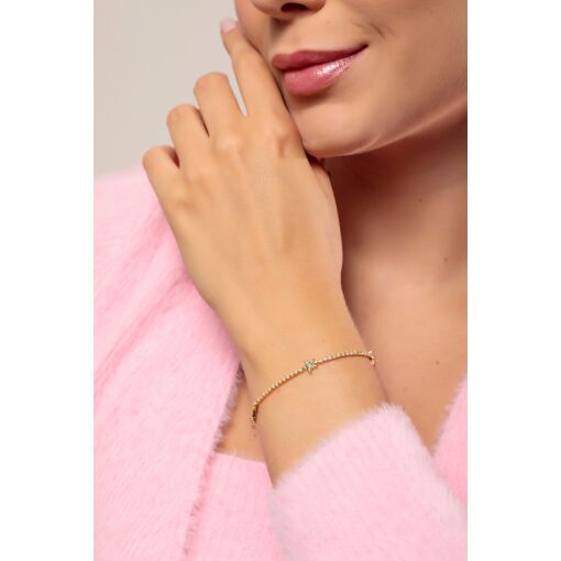 Pulseira Riviera Delicada Stars Esmaltado em Azul Cravejada com