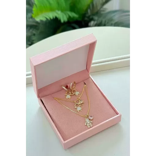 Colar Veneziana Pingente Filho Zircônia Coração