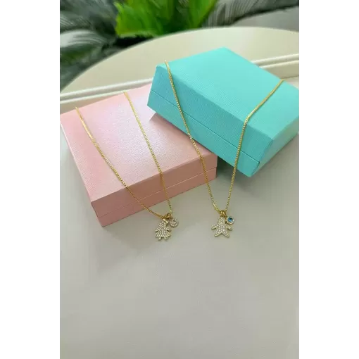 Colar Veneziana Pingente Filhos com Pingente Oval