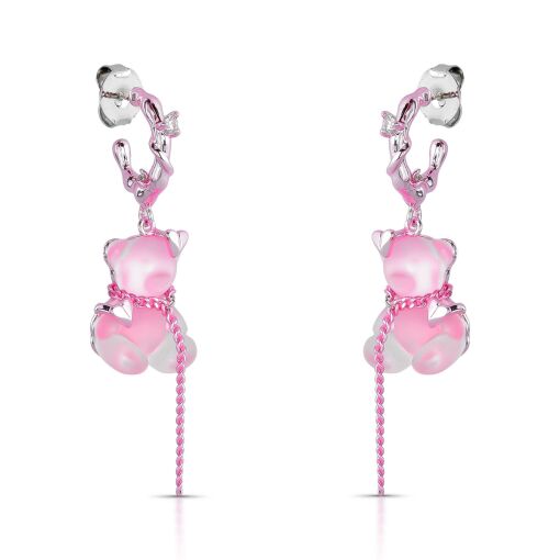 Brinco Argola Urso Bear Pink Corrente - PUNK BEAR