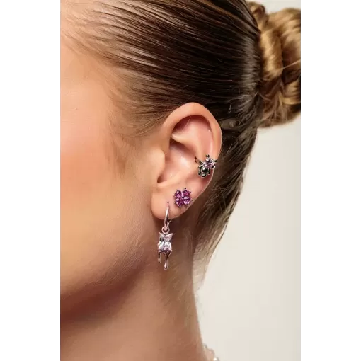 Brinco Melted Pink Zircônia Quadrada - PUNK URSO BEAR