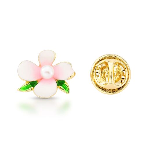 Mini Broche Flor Esmaltada Mini Pérola Shell
