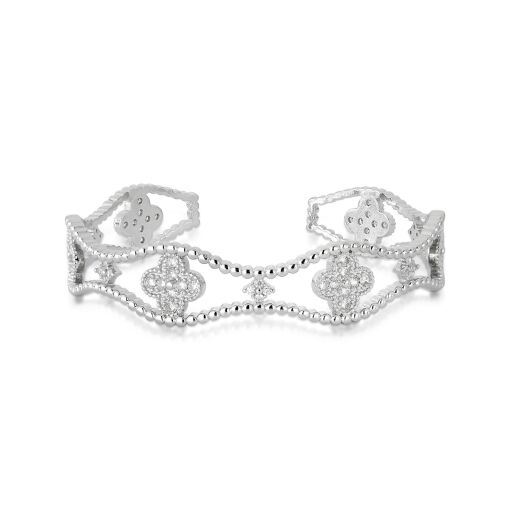 Bracelete Trevo Waves Cravejado com Zircônias