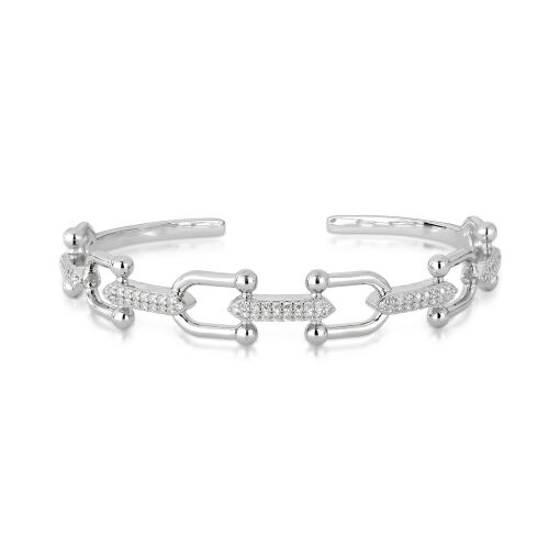 Bracelete Elos Cravejado com Zircônias