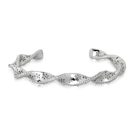 Bracelete Torcido Flower Cravejado com Zircônias