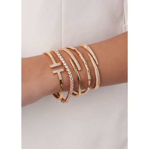 Bracelete T Wire Cravejado com Zircônias