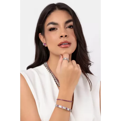 Bracelete G Trevo Cravejado com Zircônias