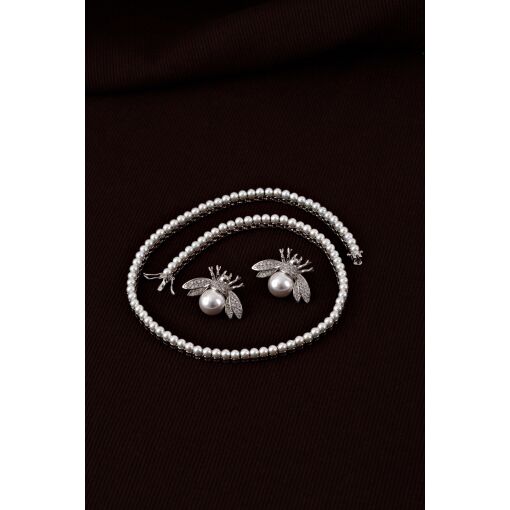 Colar Riviera de Pérolas Shell 4mm Três Garras