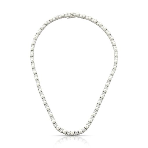 Colar Riviera Duo Pérolas Shell e Zircônias Cristal 4mm Três Gar