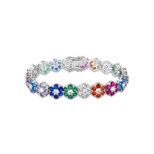 Pulseira Riviera Flores Colors Cravejado com Zircônias
