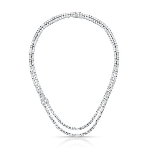 Colar Duo Riviera Elo em Baguete Cravejado com Zircônias 3mm Fec