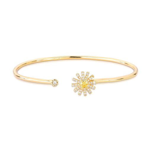 Bracelete Delicado Margarida Cravejado com Zircônias Cristal e Amarela