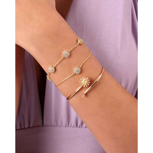 Pulseira Várias Margaridas Cravejada com Zircônias Cristal e Amarela