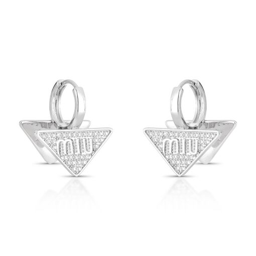 Brinco Argola Click Inspo Triângulo Duo Cravejado com Zircônias