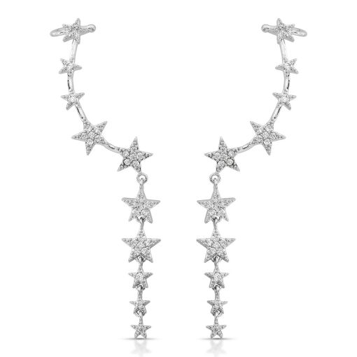Brinco Ear Cuff Sky of Stars Cravejado com Zircônias Pino em Prata 925
