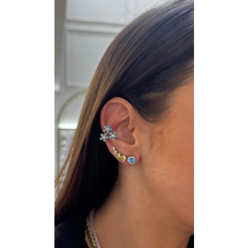 Piercing Fake Trio de Flores Cravejado com Zircônias