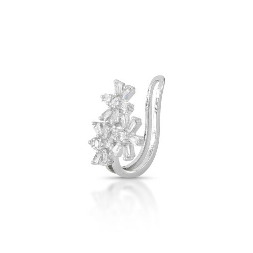 Piercing Fake Três Flores Cravejado com Zircônias Baguete