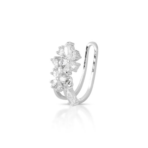 Piercing Fake Flower com Pêndulo em Gota Cravejado com Zircônias
