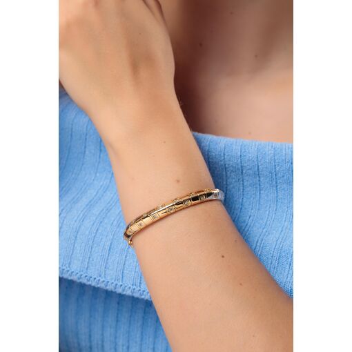 Bracelete Brilho Intercalado com Zircônias Cravejadas
