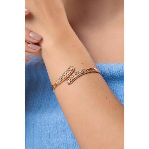Bracelete Arabesco Leaf Cravejado com Zircônias