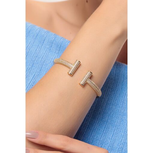 Bracelete T Wire Maxi Cravejado com Zircônias
