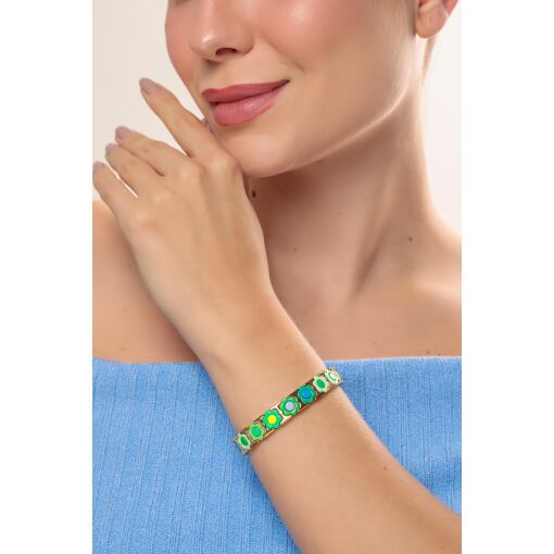 Pulseira Elástica em Resina Flowers Colors - SEM GARANTIA