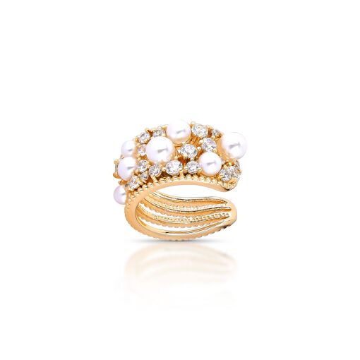 Piercing Fake Divine Cravejado com Zircônias e Pérola Shell