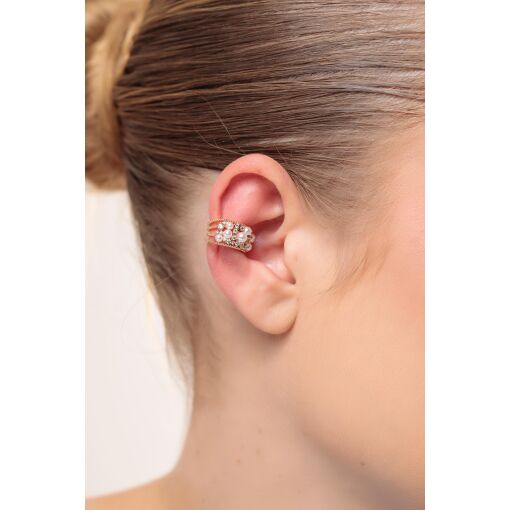 Piercing Fake Divine Cravejado com Zircônias e Pérola Shell