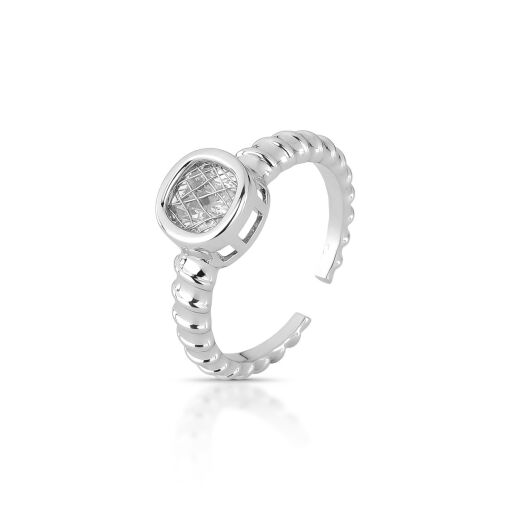 Anel Grid Zircônia com Trama Cruzada - AJUSTÁVEL