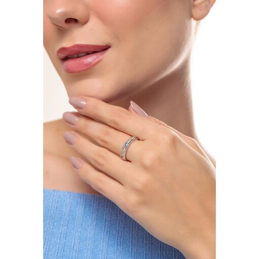 Anel Mistic Duo Banho com Zircônias Blue - AJUSTÁVEL