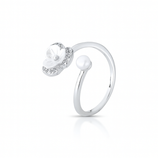 Anel Florzinha Delicada em Resina com Cravação em Zircônias