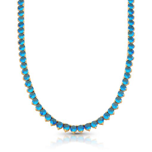 Colar Riviera Azul Safira - 4mm Três Garras