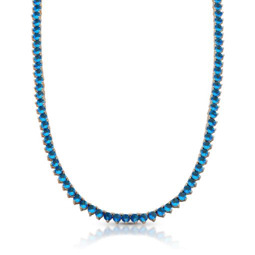 Colar Riviera Azul Safira - 3mm Três Garras