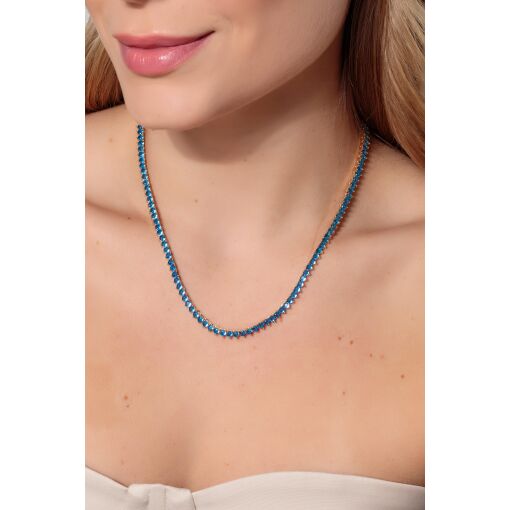 Colar Riviera Azul Safira - 3mm Três Garras