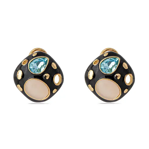 Brinco Esmaltado Black Pedrarias - Pino em Prata 925