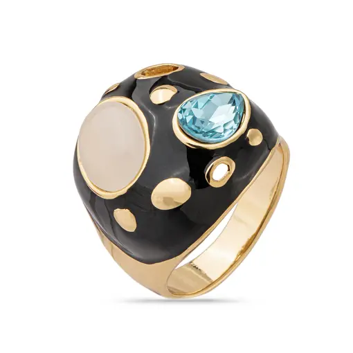 Anel Esmaltado Black Pedraria - TAMANHOS