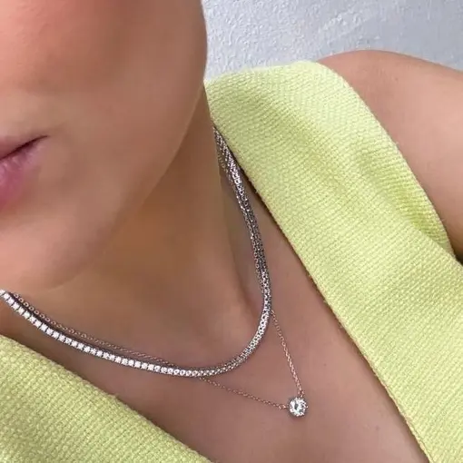 COLAR PONTO DE LUZ 8MM 6 GARRAS MOISSANITE