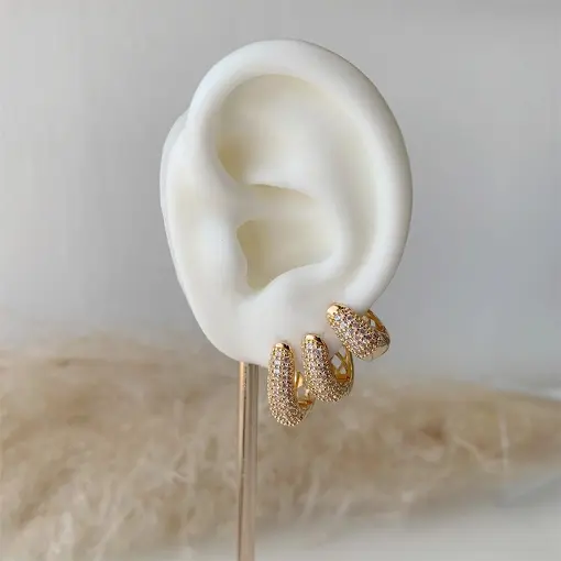 BRINCO TRIO ARGOLA CRAVEJADO HOOP EARRINGS