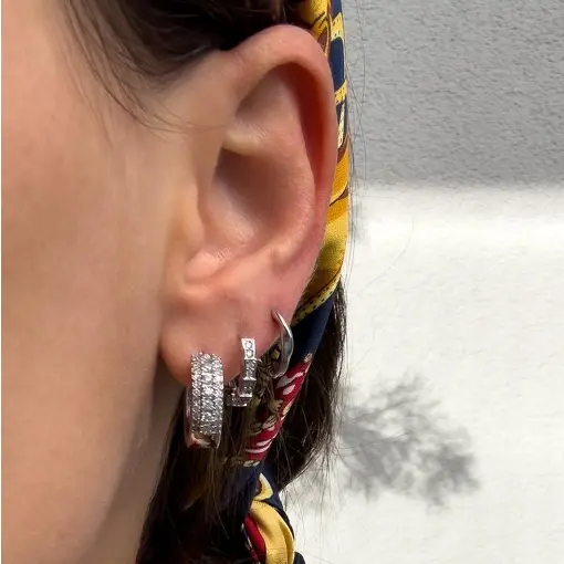 BRINCO TRIO MIX ARGOLAS CRAVEJADA HOOP EARRINGS