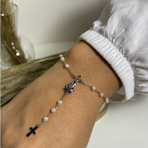 PULSEIRA TERÇO DE MÃO NOSSA SENHORA APARECIDA SAFIRA TRIP