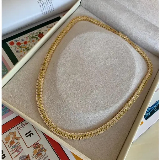 COLAR RIVIERA RETANGULO CRAVEJADO  42CM (3CM EXT.) SOLAR