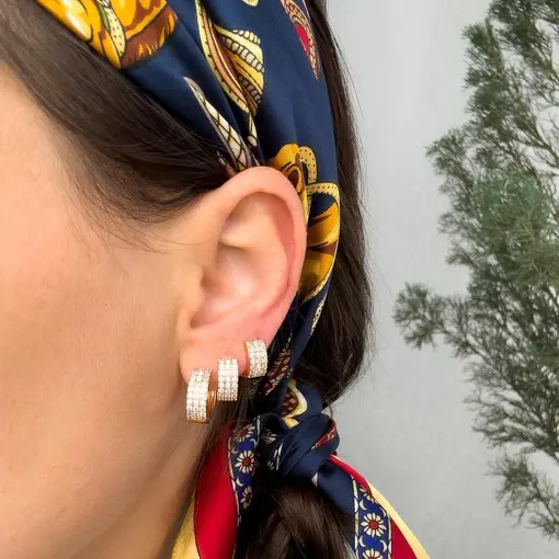 BRINCO TRIO ARGOLAS 3 FILEIRAS HOOP EARRINGS